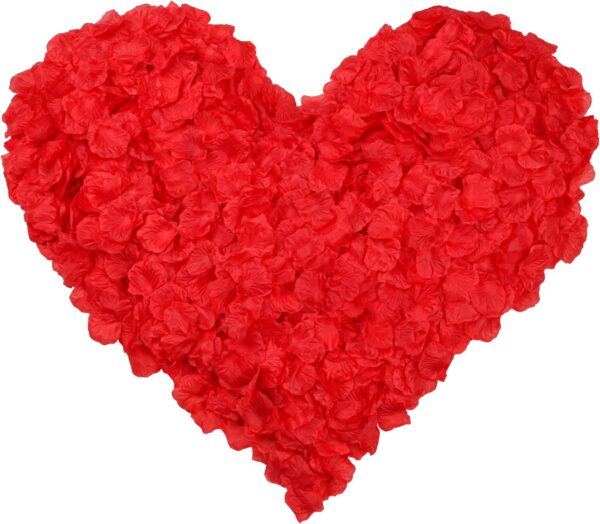 Red Rose Petals Decorations Set, 1000 Pieces Artificial Rose Petals with 3Pcs Romantic Banner, Rose Petals for Romantic Night for Her Set, Special Night Party Decor for Home, Wedding, Anniversary