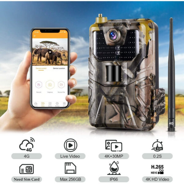 Live broadcast APP Trail Camera Cloud Service 4G 30MP Wireless Wildlife Hunting Cameras HC900PRO 0.3S Night Vision