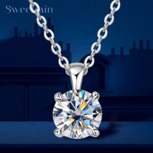 884bf900cb36fddf D Color 1ct Moissanite Pendant Necklace for Women Gold Plated Certified Original Sier Diamond Necklaces Fine Jewelry