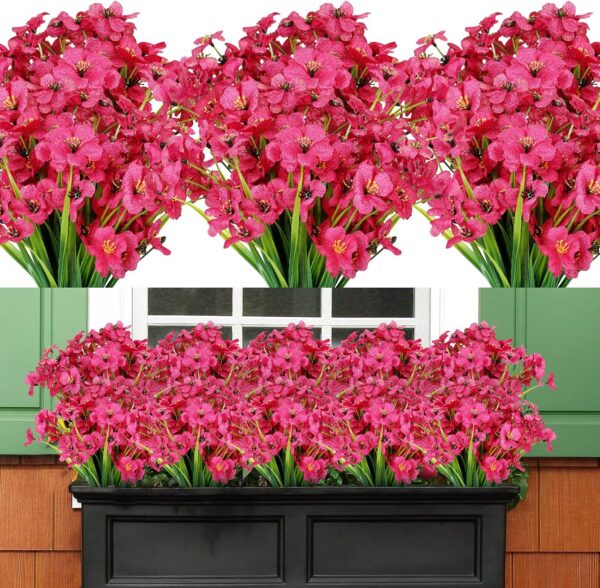 884d34961c19308f AmyHomie 20 Bundles Artificial Flowers Outdoor UV Resistant Faux Flowers No Fade Fake Plastic Plants Garden Porch Window Box Decorating(Bright Yellow)