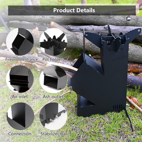 8860ae6efaf21f5a Rocket Stove Rocket Stove for Cooking Portable Wood Burning Stove Wood Fire Camping Stove for Cooking backyard cooking Camping grill outdoor events BBQ Comes with storage bag