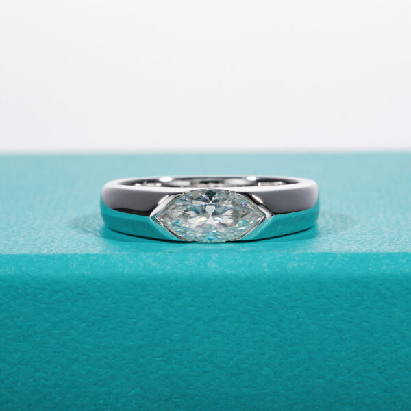 AnuJewel 1ct Marquise Cut D Color Moissanite Diamond Engagement Men Sier Wedding Ring For Women Customized Jewelry