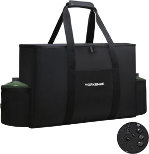 8866b561947540eb Camp Stove Carry Bag, Camping Stove Carrying Case for Coleman 2-Burner, 1680D Stove Storage bag, with Double Zipper, 2 Adjustful Side Pockets, Fits Grills/Stoves up to 23.6 x 14.5 x 5.5Inches