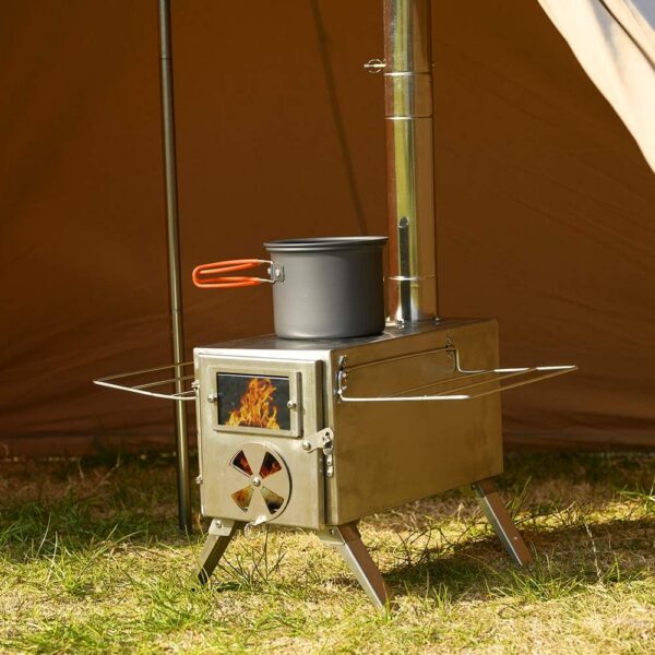 8875d3ac4c89c423 MC TOMOUNT Tent Stove Portable Wood Burning Stove 304 Stainless Steel for Camping Hunting 6feet Pipes Included