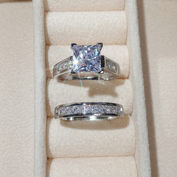 887fe9ff165c2876 Sterg Sier New Women ring Jewelry Big Square Zircon CZ Stone Engagement Wedding Ring set for women
