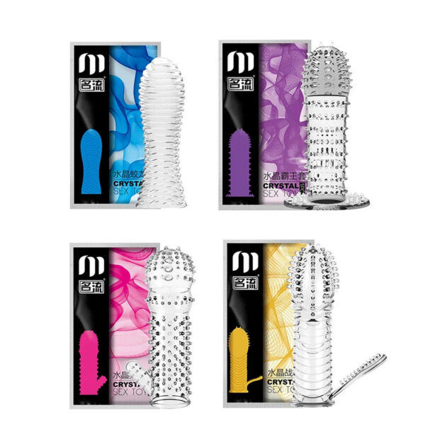 Big Spikes Penis Cock Ring Sheath Reusable Penis Sleeve Ejaculation Time Delay Ribbed Stimulate Penis Sleeve Sex Toys for Male