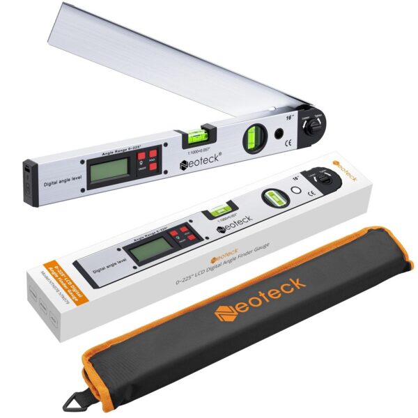 Neoteck 0-225° LCD Digital Protractor Spirit Level Angle Finder Gauge Meter 400mm Electronic Measurement Tool Black Or Sier