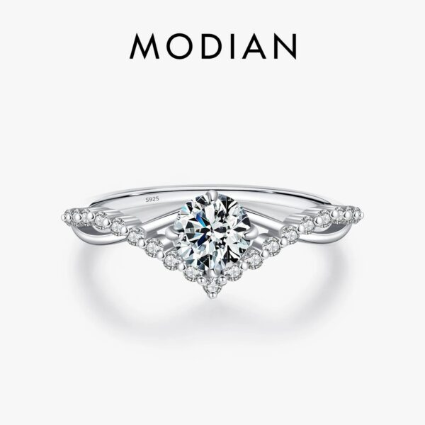 88ac2ad8ab472ca9 MODIAN Crown D Color Moissanite Ring Delicate Lab Diamond Ring 925 Sterling Silver For Women Wedding Engagement Jewelry