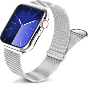 88b1cc0b7ee2670f Sunnywoo Metal Stainless Steel Band Compatible with Apple Watch Bands 40mm 38mm 41mm 42mm 44mm 45mm 49mm,Silver Loop Adjustable Magnetic Strap for iWatch Series Ultra 8 7 6 5 4 3 2 1 SE for Women Men