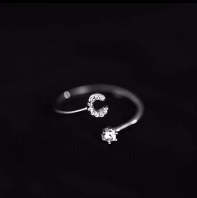 Fashion Sterling Sier 26 Letter Sparkling Diamond Zircon Open Index Finger Your Name Ring Birthday Party Jewelry