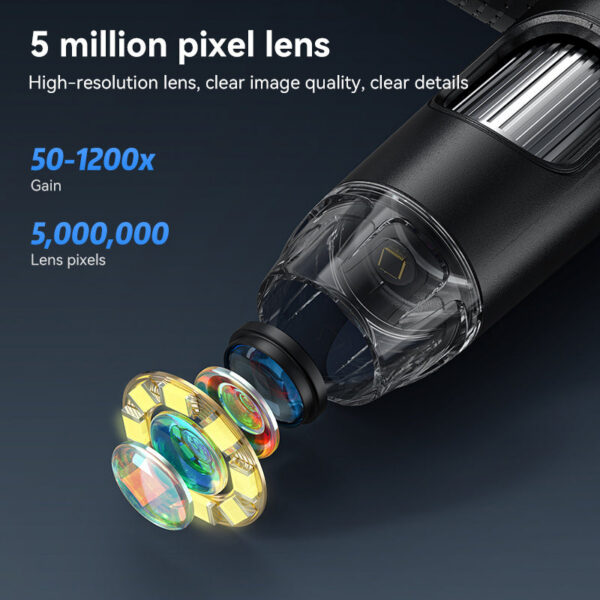 7Inch IPS Digital 5MP 1200X Ultra-Precise Focusing Camera 1080P Video Microscope 8 LED Lights for Coin Circuit
