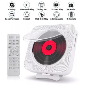 Portable Bluetooth Speaker Stereo Players LED Screen Wall Mountable CD Music Player with IR Remote Control FM Radio