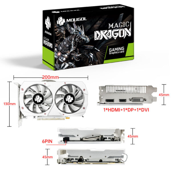 88d8f0b0886b5ea3 MOUGOL Radeon RX580 2048SP 8G Graphics GDDR5 Memory AMD Gaming Card 256Bit DP DVI Interface Directx12 for Desktop Computers
