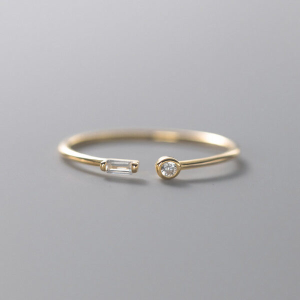 Modian Real Sterg Sier Simple Thin Clear CZ Finger Rings Adjustable 14K Gold Ring For Women Wedding Jewelry Gifts