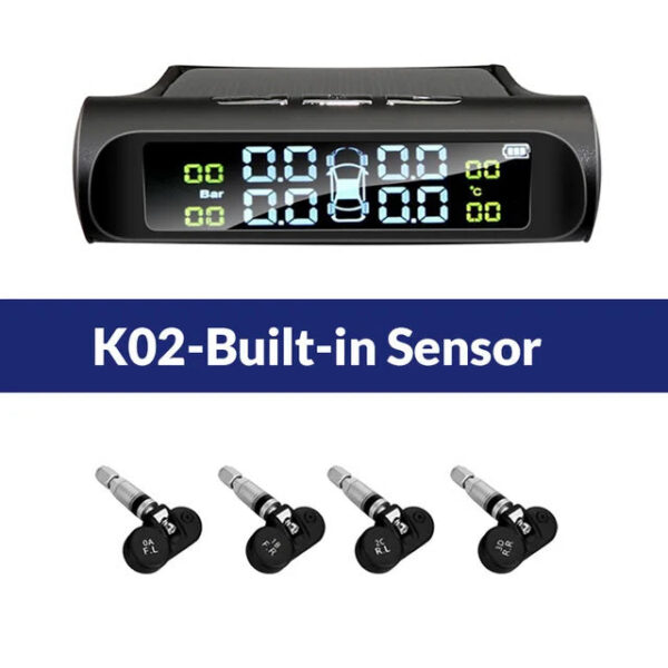 Smart TPMS Car Tire Alarm Monitor System 4 Sensors Display Solar Intelligent Tyre Pressure Temperature Warning