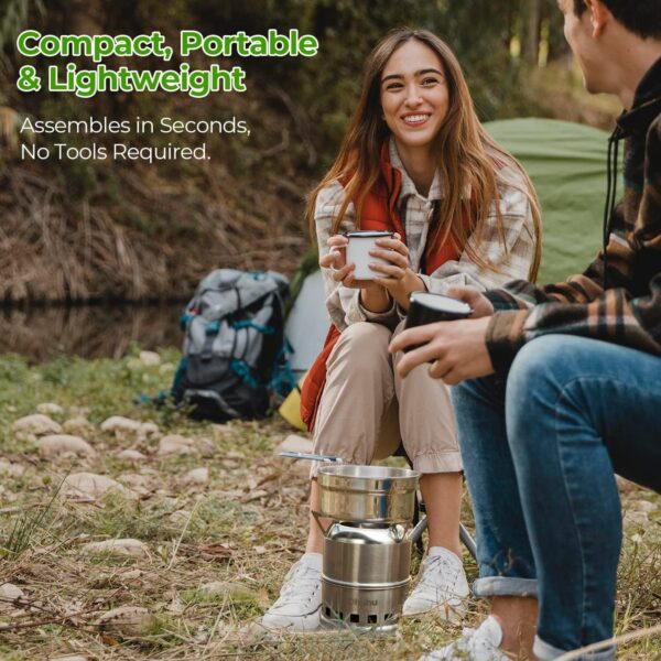 88e3f284e6e106a6 Ohuhu Rocket Stainless Steel Lightweight Camping Stove - Wood Alcohol Portable Outdoor Cooking Picnic BBQ Hiking with Mesh Bag