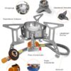 AUTOPkio Campingkocher 3500W, Winddicht Gas Campingkocher mit Piezozündung Faltbar Gaskocher Gasbrenner mit Adapter Gasherd für Outdoor Picknick Trekking Hiking Wandern