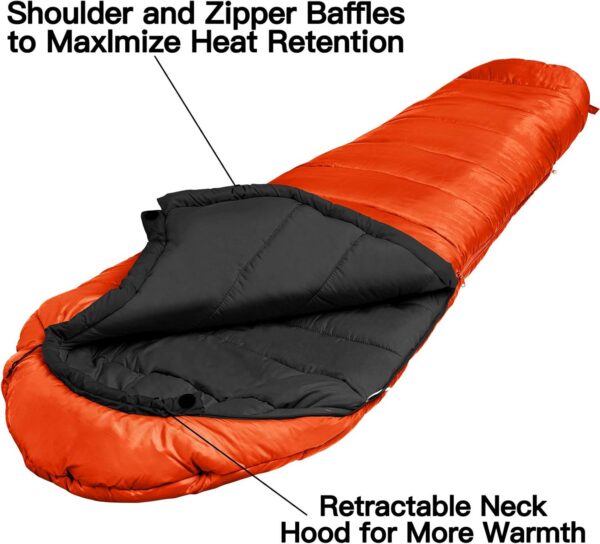 8902d1e6fcb67657 Bessport Mummy Sleeping Bag | 15-45 ℉ Extreme 3-4 Season Sleeping Bag for Adults Cold Weather– Warm and Washable, for Hiking Traveling & Outdoor Activities