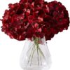 Hydrangea Silk Flower White 10 Heads Artificial Hydrangea Silk Flowers Head for Wedding Centerpieces Bouquets DIY Floral Decor Home Decoration with Long Stems - White