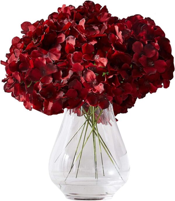 Hydrangea Silk Flower White 10 Heads Artificial Hydrangea Silk Flowers Head for Wedding Centerpieces Bouquets DIY Floral Decor Home Decoration with Long Stems - White