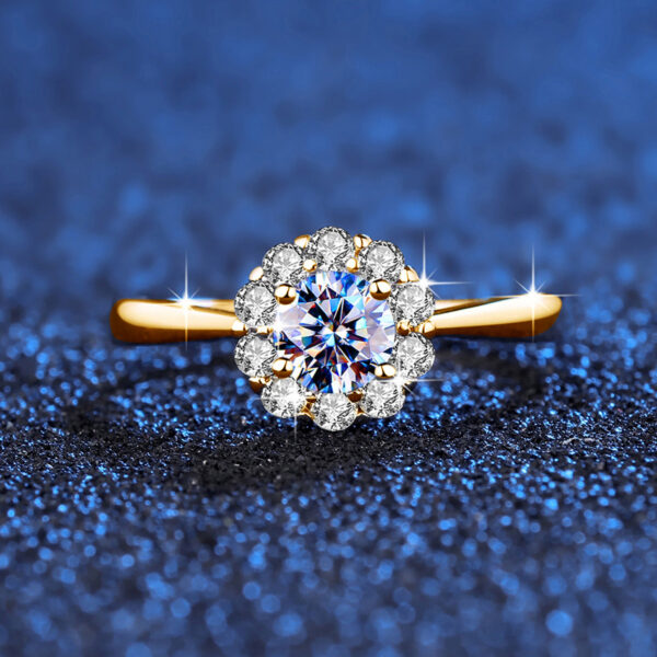 891e7631cc4d70f9 Certified Woman Flower Ring With Moissanite Diamond 0.5ct 5mm Wedding Engagement Rings Pure Sier Women's Jewelry For Girl Gift