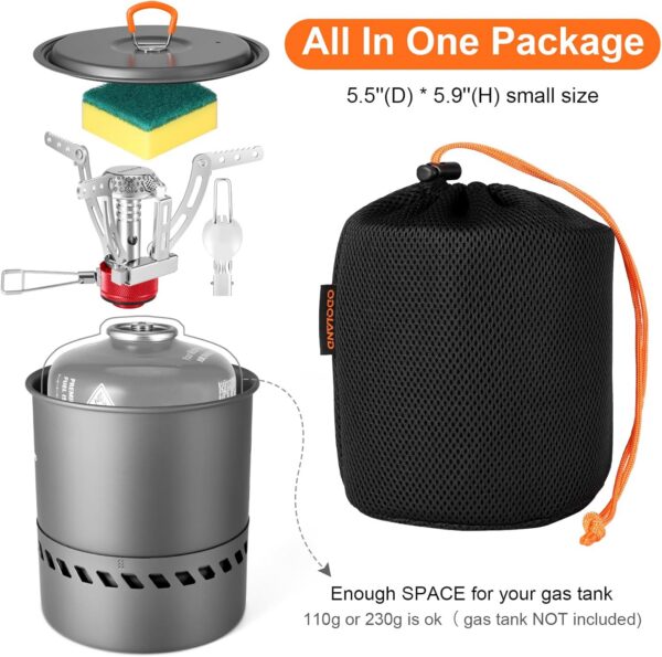 893e0fb9bead3095 Odoland Camping Geschirr Set, Outdoor Kochutensilien Töpfe mit Brenner und Herd Faltbares Kochgeschirr für Wandern, Trekking, Angeln und Backpacking