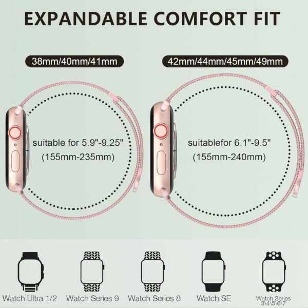 Marge Plus for Apple Watch Band Series Ultra 8 7 6 5 4 3 2 1 SE 38mm 40mm 41mm 42mm 44mm 45mm 49mm Women and Men, Stainless Steel Mesh Loop Magnetic Clasp Replacement for iWatch Bands