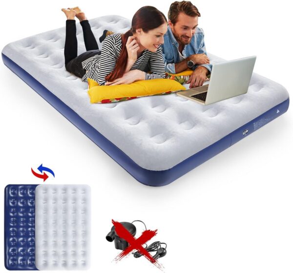 895faea2d60665f1 Camping Air Mattress Inflatable Air Bed Flocked Surface Travel Bed Sleeping Pad Air Bed for Outdoor Camping Tent Guest Travelling
