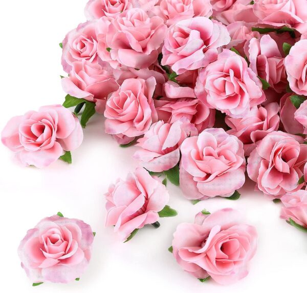 Kesoto 50pcs Black Roses Artificial Flowers Bulk, 1.6 Inch Small Silk Fake Roses Flower Heads for Decoration, Crafts, Wedding Halloween Party Home Decor