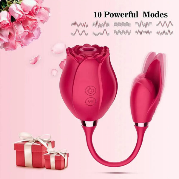8987190fd64e1953 Rose Toy Dildo Thrusting Vibrator for Women Egg Clitoris Sucker Stimulator Tongue Licking Wiggle Adults Goods Sucking Sex Female