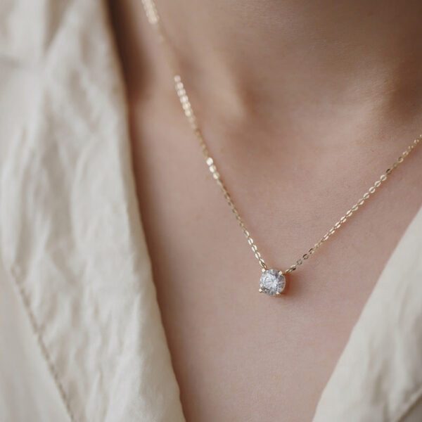 SOMILIA Sterling Sier Gold Plated Necklace Versatile Single Sparkling Zircon Clavicle Chain for Women Wedding Jewelry