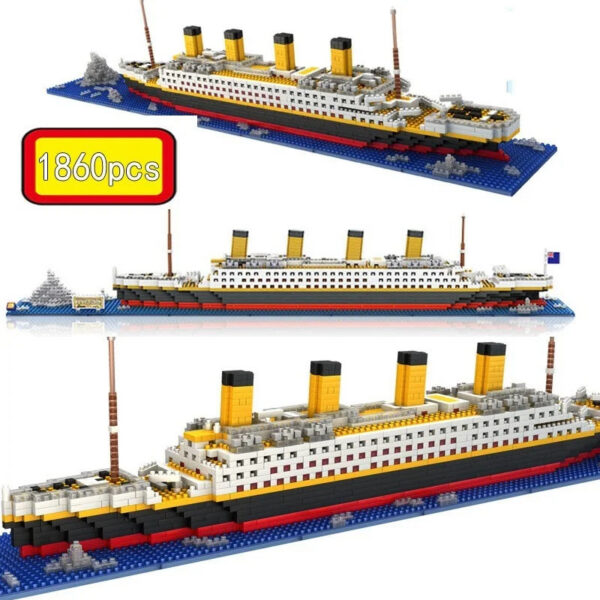 Titanic Model Micro Buildings Boat Cruise Ship DIY Dia Building Blocks Bricks Kit Children Kids Toys