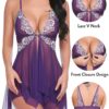 89a27065f810764f Avidlove Women Lace Lingerie Front Closure Babydoll V Neck Nightwear Sexy Chemise Nightie