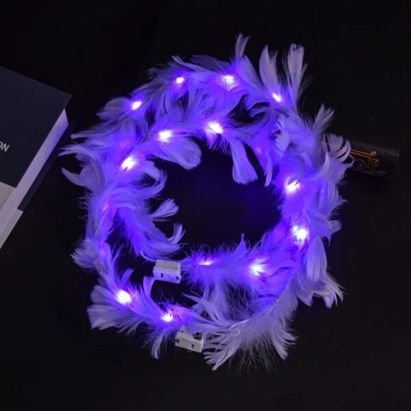 89a85b8de94c087d Xmas LED Light-Up Angel 10 LEDs Feather Wreath Crown Headband Luminous Headdress For Women Girls Wedding Glow Party