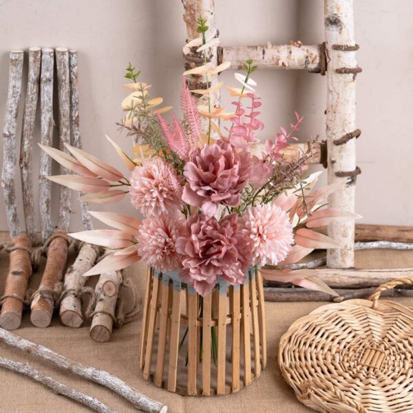 KIRIFLY Artificial Fake Flowers Plants Silk Flower Arrangements Wedding Bouquets Decorations Plastic Floral Table Centerpieces for Home Kitchen Garden Party Décor (Purple White)