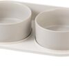 89b87a5b92d21c09 Cat Food Water Bowl Set - Raised Cat Bowls with Non Slip Stand - Elevated Puppy Bowls for Small Dogs - Double Ceramic Cat Feeding Bowls with Splash Proof Guard - Tall Cat Dishes - 2 x 480 ML - 16.2 OZ