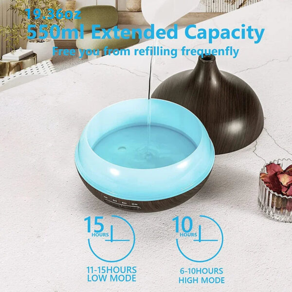 89bceafbc3a18fcf 550ml Wood Color USB Aroma Diffuser, Essential Oil Diffuser with 7 Color LED Lights & Remote Control, USB Powered Air Humidifier