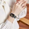 Geoumy Metal Magnetic Bands Compatible for Apple Watch Band 38mm with Case, Stainless Steel Milanese Mesh Loop Replacement Strap Compatible with iWatch Series 8/7/6/5/4/3/2/1 SE Women Men, Rose Gold
