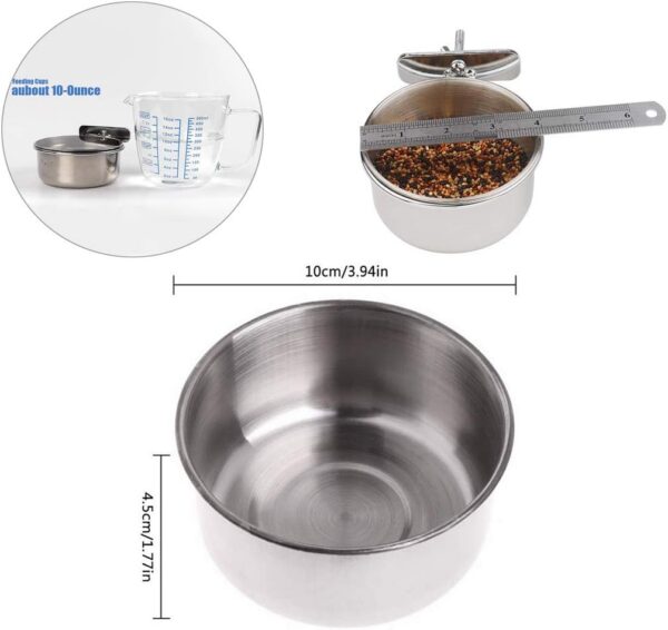 89e5bb74d21e06c4 PINVNBY Parrot Feeding Cups Birds Food Dish Stainless Steel Parrot Feeders Water Cage Bowls with Clamp Holder for Cockatiel Conure Budgies Parakeet Parrot Macaw Small Animal Chinchilla Pack of 2