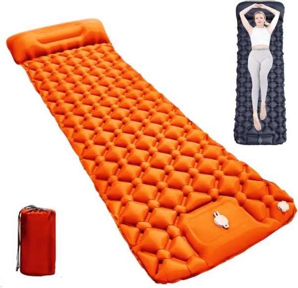 Coziya Matelas, Camping-Matratze, 5 cm Ultraleichte Aufblasbare Camping-Matratze, Aufblasbares Schlafpad Mit Eingebauten Kissen, Zum Campen, Reisen, Zuhause, BüRo,Blue