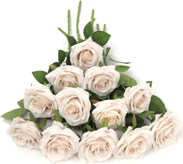 Artificial Rose Flower Dusty Rose Flower Silk Flowers 12 pcs with Long Stem Silk Roses Bouquet for Wedding Bridal Shower Party Home Decoration