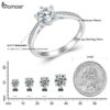 BAMOER D Color Ring For Women Diamond Moissanite Rings Sterling Sier Engagement Bands Fine Jewelry