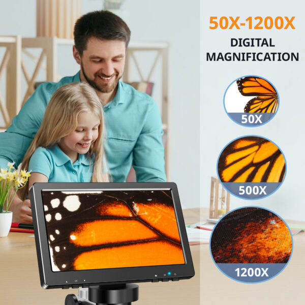 8a0b3d8239f44708 Hayve 7‘’ Digital 1200X Zoom 12MP HD Electronic Microscopes Camera Magnifier for Soldering Phone Repair Microscope