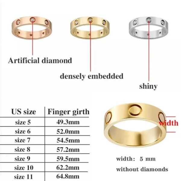 Screw love woman Classic designer jewelry rings for couples Titanium Steel diamond ring Gold Sier Rose Never fade Not allergic 4/5/6mm