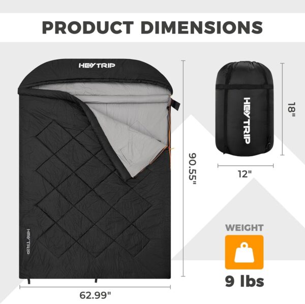 8a2c56c10c639dac HEYTRIP Double Sleeping Bag with Blanket - Queen Size Two Person Sleeping Bag for Couples - 20 Degree Rated for Camping