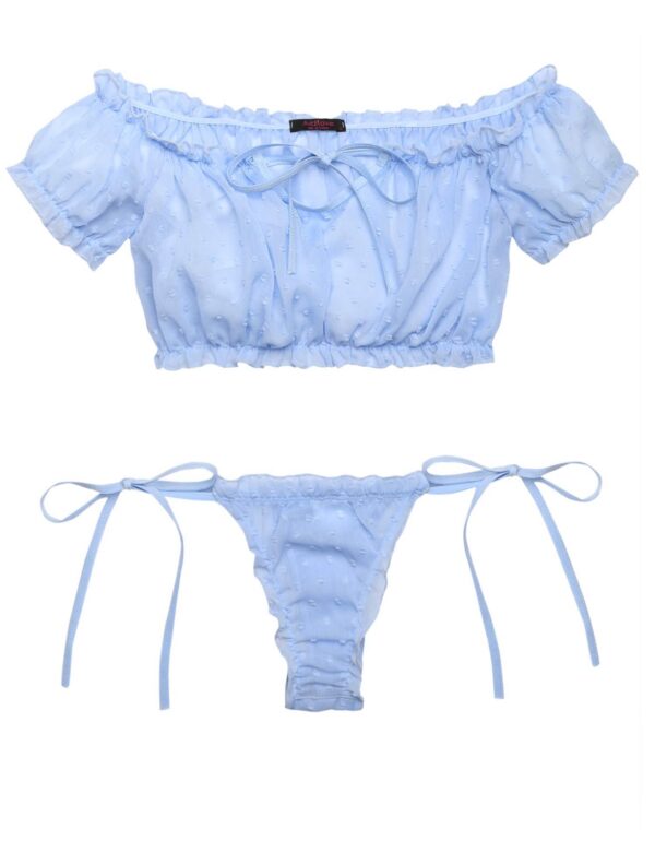 Avidlove Bra and Panty Ruffle Lingerie Set Mesh Babydoll Chemise