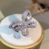 Sterling Sier Exquisite Big Butterfly White Zircon Ring Full Of Diamonds For Ladies Jewelry Party Wedding Birthday Gift