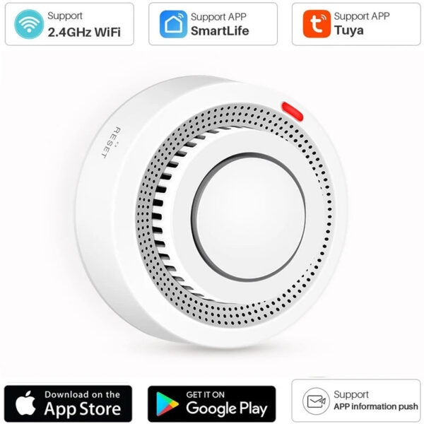 Wifi Tuya Smart Smoke Detector Sensor Wireless Fire Protection Smoke Alarm High Sensitivity Safety Prevention Sensor 80DB
