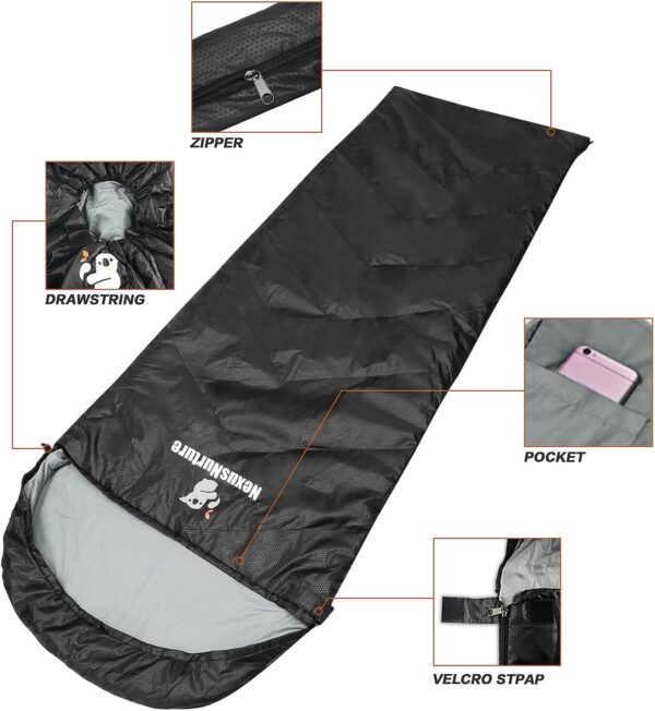 8a498c4ab0a33308 NexusNurture Sleeping Bags for Adults - Warm & Lightweight Envelope Compact Sleeping Bag, Watrerproof Indoor & Outdoor Use for Camping, Hiking and Backpacking