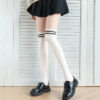 Women Socks Women's Fake Knee High Tights Spring Autumn Black White Stripes Patchwork Pantyhose Sexy Female Cosplay Party Silk Stockings